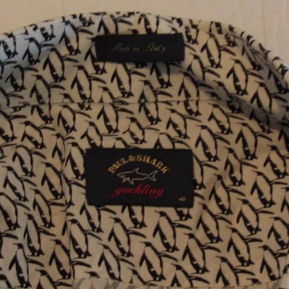 Paul & Shark Yachting Men's Button-Down Shirt Penguins Made in Italy Sz M 15 EUC - Picture 14 of 15